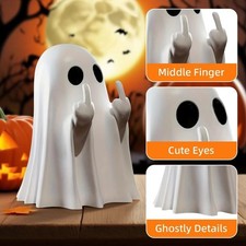 Halloween Middle Finger Ghost Figurine Resin Spooky Decor Home Porch Yard picture