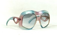 VINTAGE SAMCO ITALY SUNGLASSES 1960s 1970s OVERSIZED RETRO MOD PINK BLUE SHADES picture