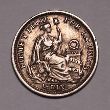 1901/ 891 JF Peru 1/2 Deniro Silver Coin KM#206.2 picture