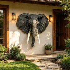 Realistic Elephant Head Wall Sculpture, Resin African Elephant Bust Wall Decor picture
