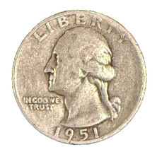1951-S Washington Quarter 25C 90% Silver Circulated US Coin picture