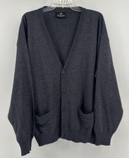 Vintage Tuscan V-neck Cardigan Mens 2XL, Charcoal Gray Merino Wool Grandpacore picture