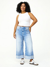 Torrid Size 10 High Rise Wide Leg Crop Jeans Medium Wash Oversized Cuff picture