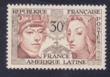France 795 MNH OG 1956 Symbols of Latin American & French Culture Issue VF picture
