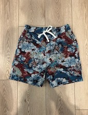 SHEIN Manfinity Homme Woven Jacquard Drawstring Shorts Red Blue Floral Small picture