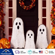 Durable Wooden Halloween Ghost Signs Set - Large 15.7