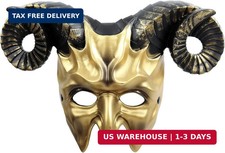 VZQI Krampus Mask for Adults, Ram Horn Half Face Halloween Costume, Gold picture