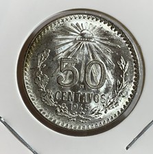 💥1945 MEXICO 50 CENTAVOS, BU *SILVER COIN 💥COMBINED SHIPPING💥 picture