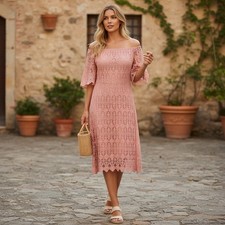 NWT Sharagano Lace Sheath Dress Womens 12 Rose Pink Cocktail $128 Romantic picture