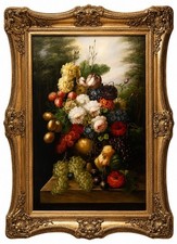 Fabulous Vintage Oil On Canvas Renaissance Still Life Painting Signed & Framed picture