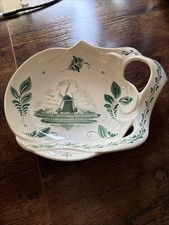 Vintage Delfts GREEN Dish With Handle #5264 Made in Holland picture