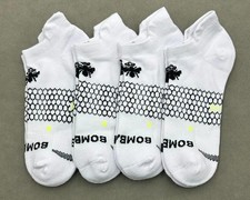 4 Pairs BOMBAS Women's honeycomb Solid Ankle Socks Cushion Size Med 8-10.5 White picture