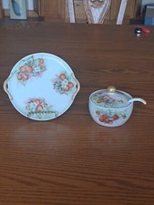 Tirschenreuth Bavaria Porcelain Hand Painted Gravy/Sauce Bowl, Plate & Spoon picture