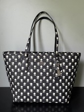 COACH Badlands Floral Print Black/ White Roses Taxi Tote Shoulder Bag/ Silver picture