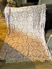 Vintage Purple Chenille Tufted Bedspread Blanket with Fringe picture