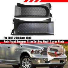 Front Bumper Fog Light Cover Trim Plates ABS Left & Right For 2013-2018 Ram 1500 picture