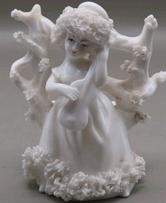 Lenwile Ardalt Angel Planter Porcelain White  Spaghetti Trim Figurine #6264 picture