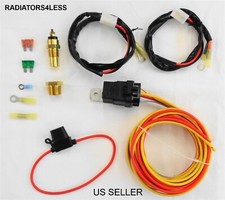 NEW DUAL ELECTRIC COOLING FAN WIRING INSTALL KIT 185/165 THERMOSTAT 50 AMP RELAY picture