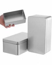 2 Pack Rectangular Metal Tin Box with Lid - 7x3.8x2.5 Inch picture