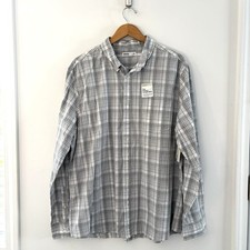 NWT Sonoma Men’s Gray Plaid Perfect Length Button Down Shirt XXL Standard Fit picture