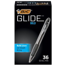 BIC Glide Bold Retractable Ball Pen, Black, 1.6mm Bold Point, 36 Pack picture