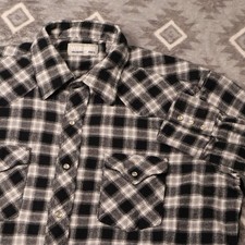 Wrangler Wrancher Western Snap Shirt Black White Plaid XL 112342048 picture