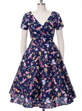 NWT Collectif Vintage Maria Charming Bird Swing Dress Size Large picture