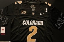 Shedeur Sanders Colorado Buffaloes Black Jersey 2024 FUSE Stitched 2 NWT picture
