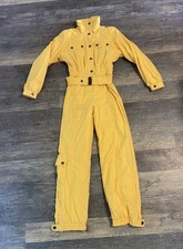 Vintage SKEA Paris/Vail Yellow Women's Sz 6 1-Pc Lined Belted Ski / Snowsuit picture