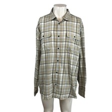 prAna Edgewater Shirt Mens XXL Chalk Tan Plaid Long Sleeve Button Up 1964351 picture
