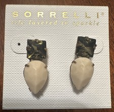 Sorrelli Designer Drop Earrings Crystal & Ivory Teardrop | New on Card picture