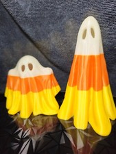 Halloween Candy Corn Ghosts Decor. Ghost Figurine.  Small.  Indoor . Set of Two. picture