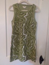 LA HEARTS 70'S GREEN MOD AND MARBLE SWIRL SWEATER DRESS SZ L EUC picture