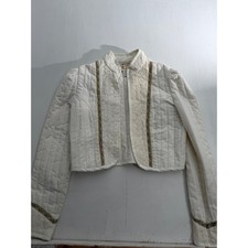 Vintage Gunne Sax Jessica San Francisco Quilted Lace Bolero Jacket Cream Sz 13 picture
