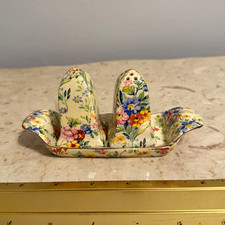 Royal Winton/Grimwades Floral Feast Chintz Salt & Pepper Shakers Tray Set picture