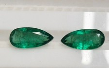 13.40 x 6.5 mm Pear Matched Pair Fine Natural Emeralds Loose Gemstones #392-1 picture