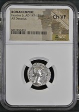 NGC Ch F Denarius of Faustina Jr. AD 147- 175/6 NGC Certified CHOICE FINE picture