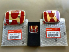 3 x Red H Emblem Front Rear Steering Badge Fit For 2006-15 Honda CIVIC SEDAN SI picture