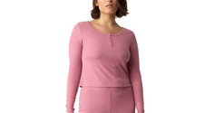 NWT Gap GapBody Women's Long-Sleeve Rib Pajama Top  Pink Size:S picture