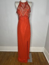 Vintage 90s Silk Beaded Open Back Deadstock Gown Size 8-10 picture