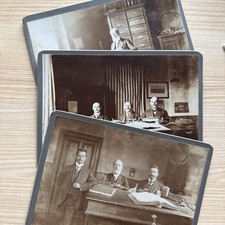 Antique 1905 Office Photo Triptych Set Heinrich Lamberts Cologne Kabelfabrik picture