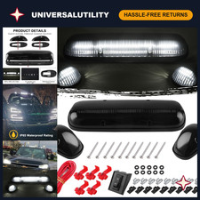 3Pcs Smoked White Cab Marker Lights Kit - Roof Running Clearance Lamps Set picture