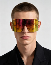 Gucci GG1244 Shield Sunglasses All Over GG Print Unisex Shades picture