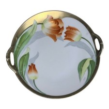 Antique PT Tirschenreuth Porcelain Hand Painted Tulip Plate Gold Trim Decor 9” picture