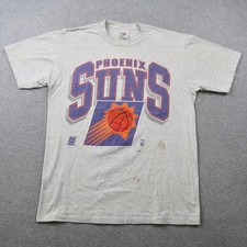 Vintage 90s Phoenix Suns NBA T Shirt Mens Large Gray Artex Jerzees Made in USA picture