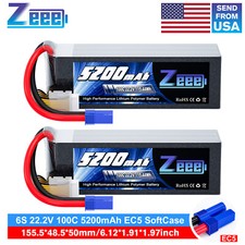 2xZeee 6S 5200mAh Lipo Battery 22.2V 100C EC5 for RC Car Heli Plane Jet Quad FPV picture