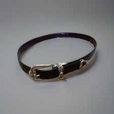 Vintage Brighton Reversible Crocodile Leather Belt, Silver Color Hardware picture