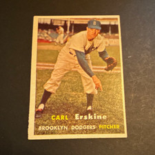 Topps 1957 Topps Carl Erskine Brooklyn Dodgers #252 Base Set Baseball Card picture