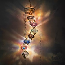 Turkish Pendant Lamp, Asylove 7 Globe Chandeliers, Moroccan Ceiling Lamp picture