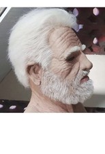 Realistic Halloween Latex Human Wrinkle Face Mask Old Man Full Head Headwear US picture